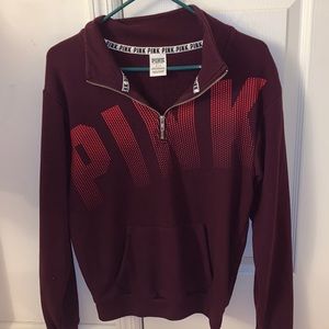 VS PINK maroon half zip sweater, size S